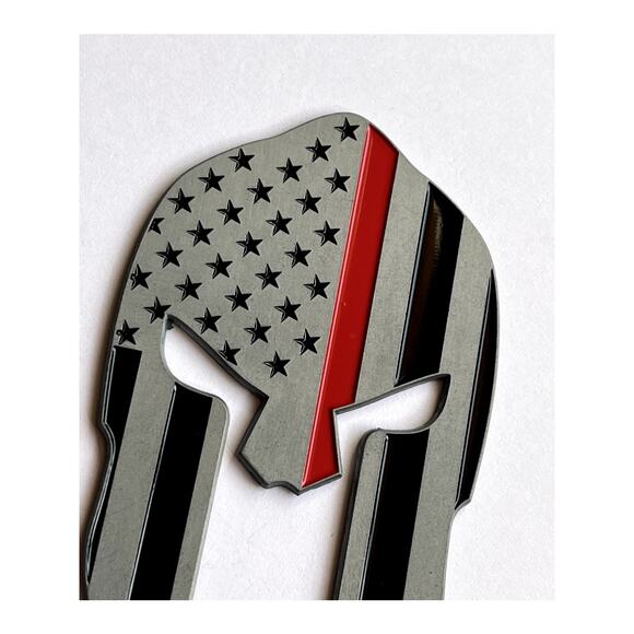 Thin Red Line FD American Flag Car Decal Spartan Helmet Vehicle Emblem - Picture 6 of 10
